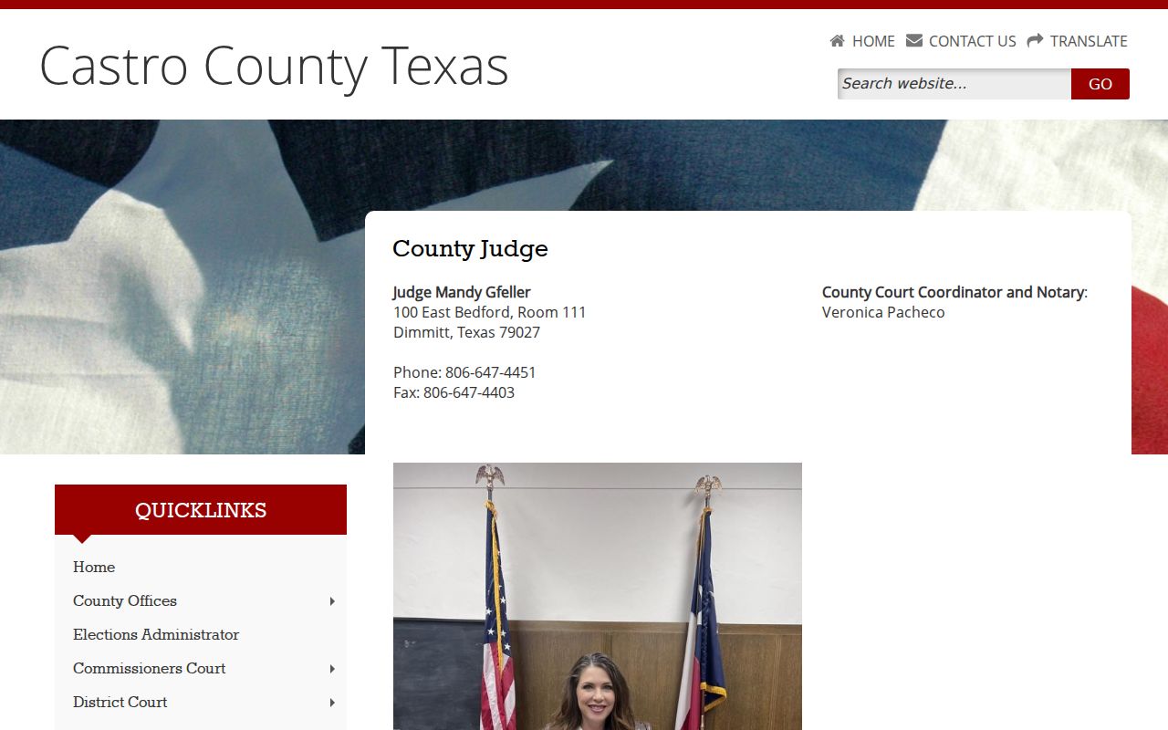 Castro County bench warrant County Judge contact block