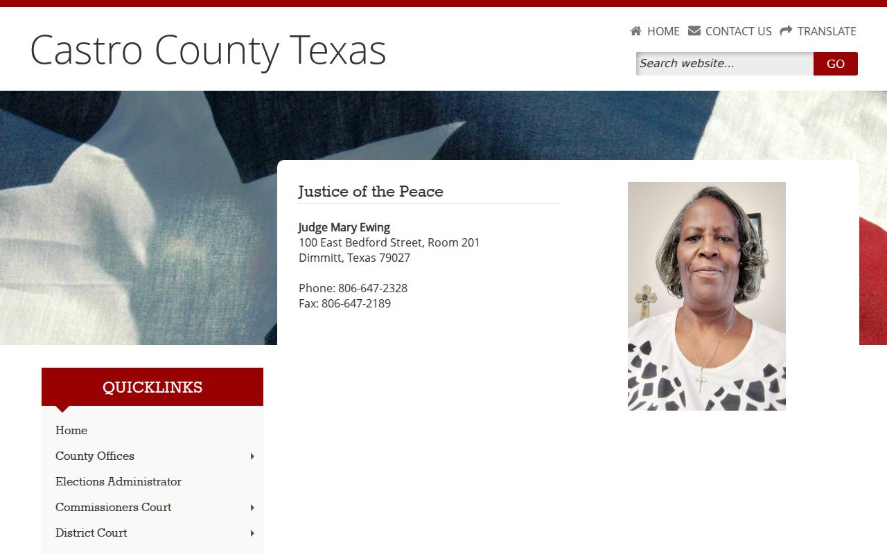 Castro County bench warrant JP court contact block