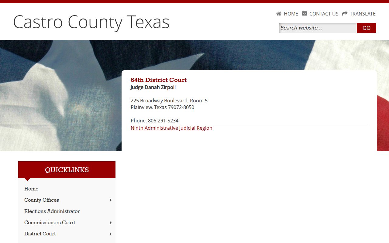 Castro County arrest warrant 64th District Court contact