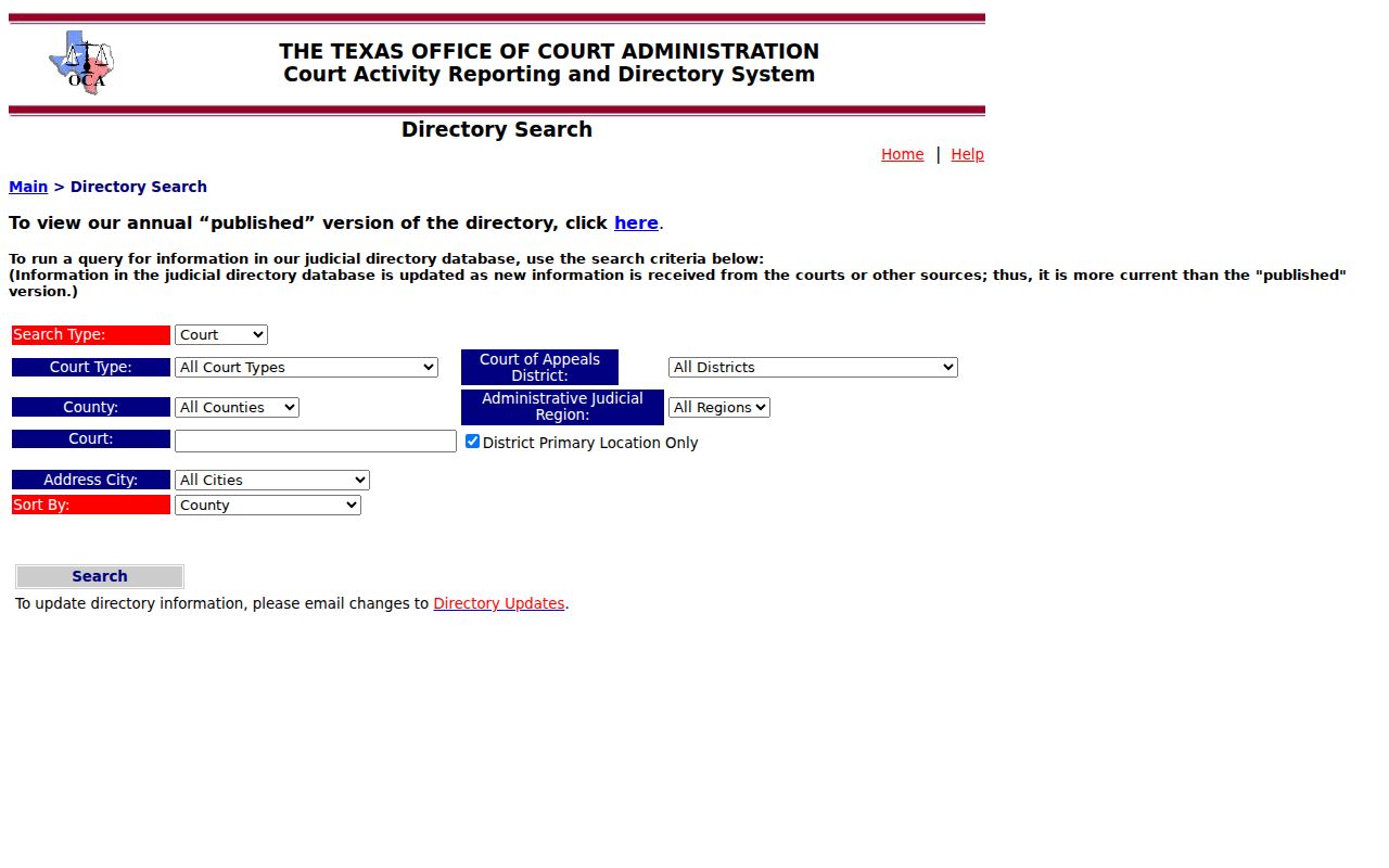 Castro County warrant search OCA court directory controls