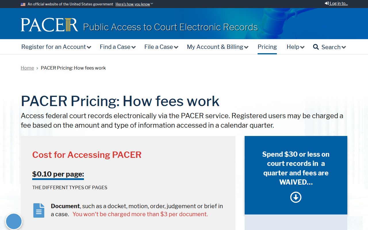 Castro County arrest warrant federal PACER fee information