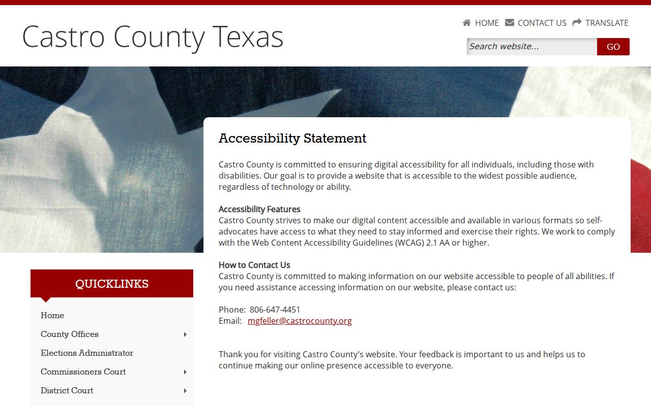 Castro County warrant records accessibility statement