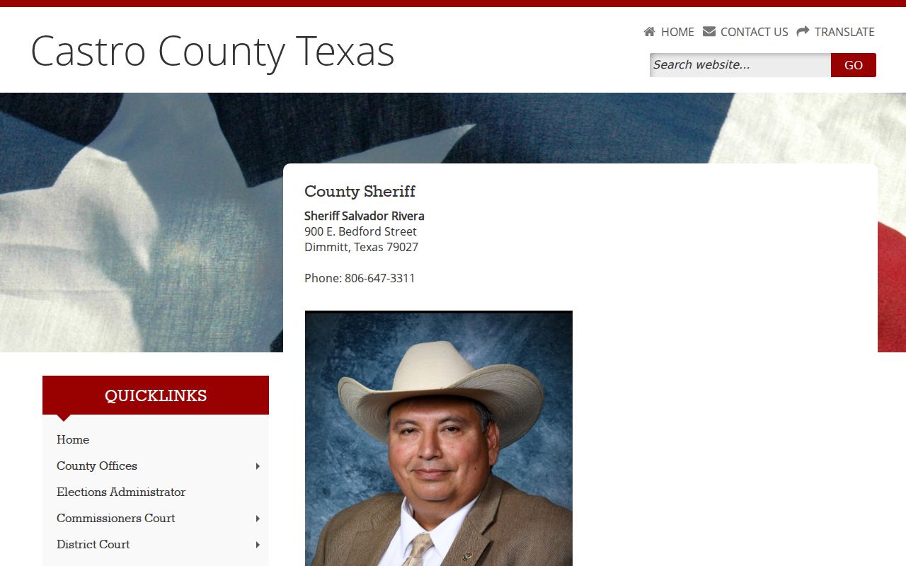 Castro County warrant search sheriff contact page